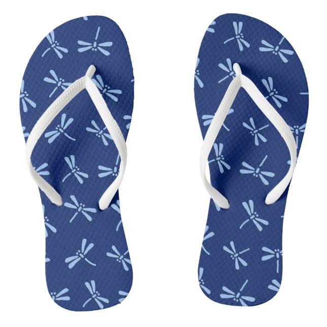 Chinelos Padrão de Dragonfly Japonês, Cobalt e Sky Blue (Pé da cama)