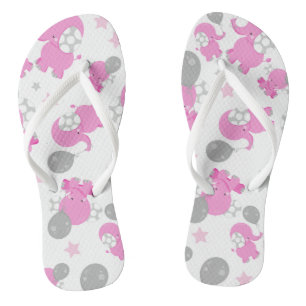 Chinelos Padrão De Elefantes Rosa, Elefantes Cutes, Estrela