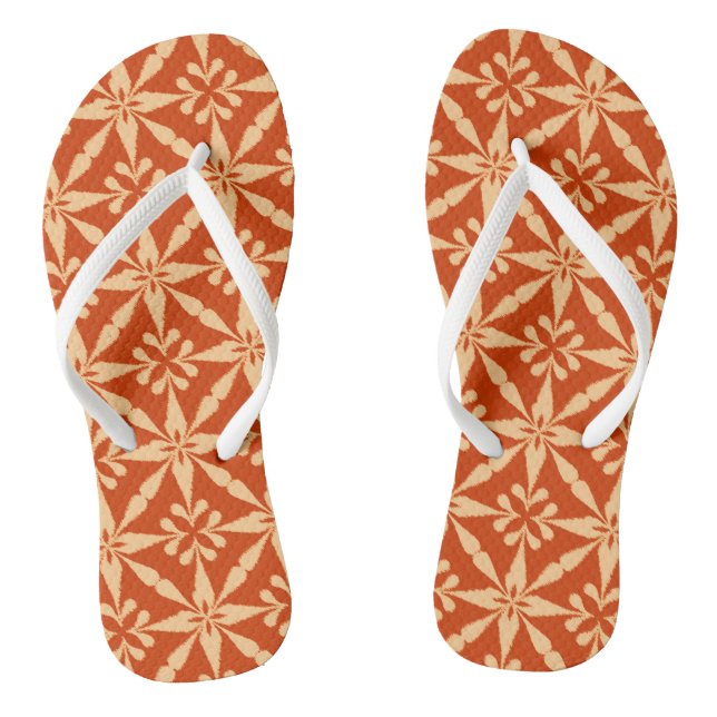 Chinelos Padrão de Estrela Ikat - Laranja Mandarin (Pé da cama)