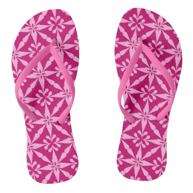 Chinelos Padrão de Estrela Ikat - Rosa Fúcsia (Pé da cama)