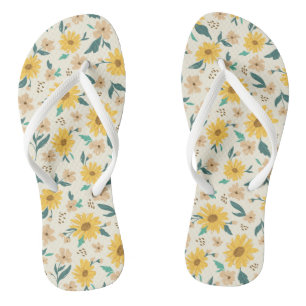 Chinelos Padrão de Flor Amarelo