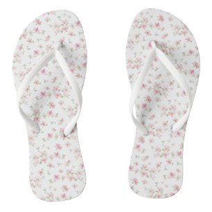Chinelos Padrão de Flor de Água Rosa Suave