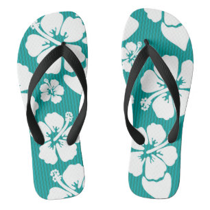 Chinelos Padrão de Flor de Hibiscus Havaiano