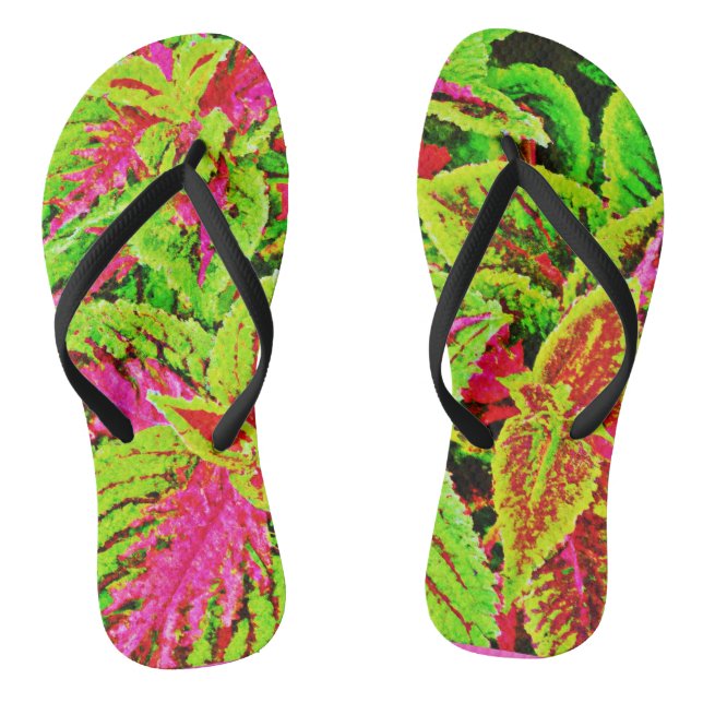 Chinelos Padrão de Folhas de Natureza Vibrante (Pé da cama)