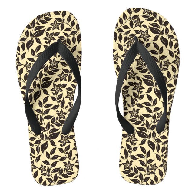 Chinelos Padrão de Folhas Florais-47466 (Pé da cama)