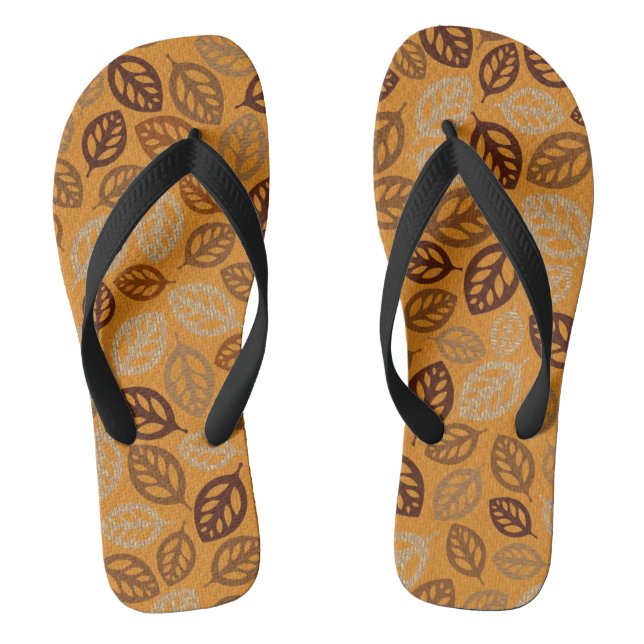 Chinelos Padrão de folhas marrons fofas (Pé da cama)