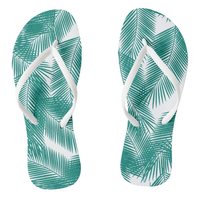 Chinelos Padrão de Folhas Tropicais Verdes (Pé da cama)