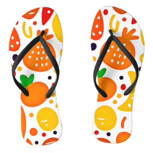 Chinelos Padrão de Frutas Vibrantes