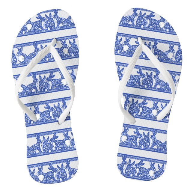 Chinelos Padrão de Greve Floral do Coelho Oriental Selvagem (Pé da cama)