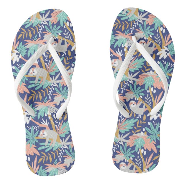 Chinelos Padrão de Lama Azul Tropical (Pé da cama)