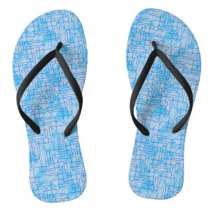 Chinelos Padrão de linhas e patches em branco azul BG