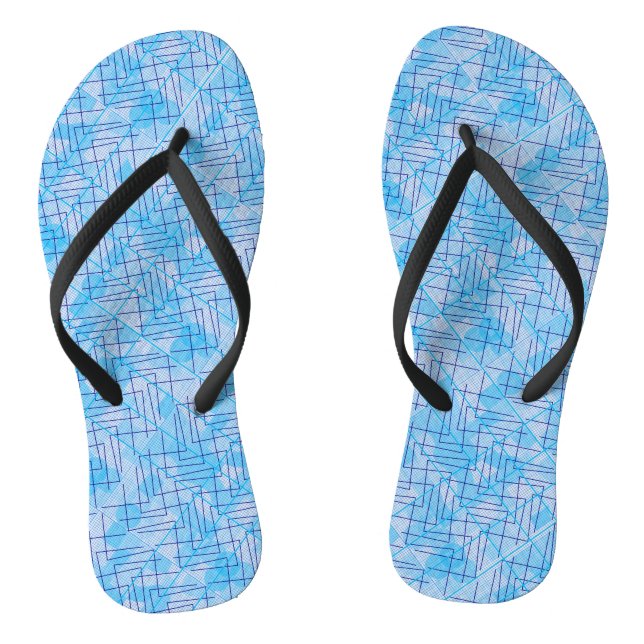 Chinelos Padrão de linhas e patches em branco azul BG (Pé da cama)