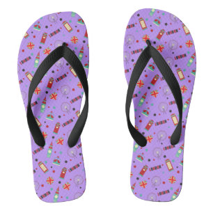 Chinelos Padrão de Londres com Fundo Roxo