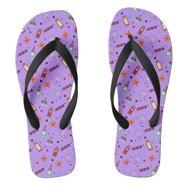 Chinelos Padrão de Londres com Fundo Roxo (Pé da cama)