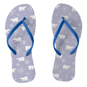 Chinelos Padrão de Natal com ursos polares e flocos de neve