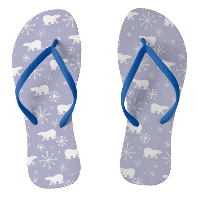 Chinelos Padrão de Natal com ursos polares e flocos de neve (Pé da cama)