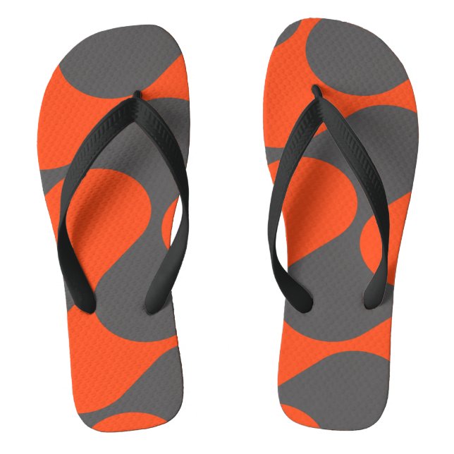 Chinelos Padrão de Onda Mod Laranja Retrô (Pé da cama)