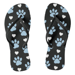 Chinelos Padrão De Patas, Patas Cachorros, Patas Azuis, Cor