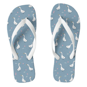 Chinelos Padrão de Pato Pekin Branco Fofo