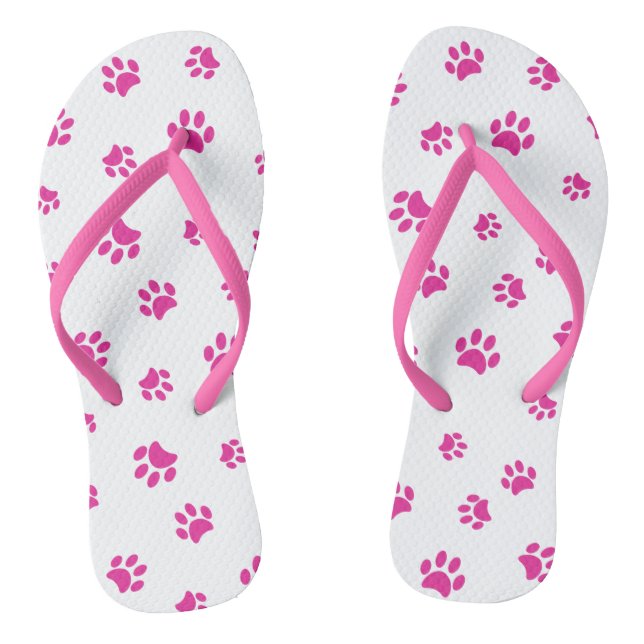Chinelos Padrão de Pegadas Rosa (Pé da cama)