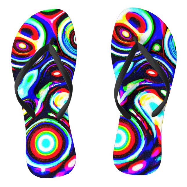 Chinelos Padrão de Pulso Neon Vibrante (Pé da cama)