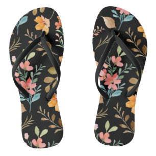 Chinelos Padrão de Superfície Floral - Aquarela de Moda Pri