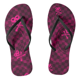 Chinelos Padrão Emo Rosa Com Círculos