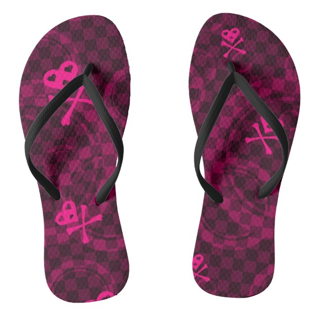 Chinelos Padrão Emo Rosa Com Círculos (Pé da cama)