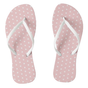 Chinelos Padrão Estrela Branca Rosa