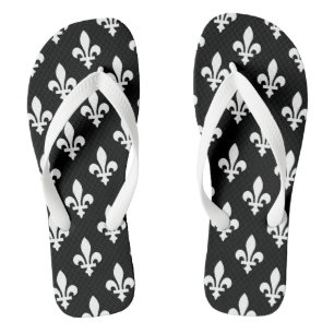 Chinelos Padrão Flor de Lis, Realeza Francesa, Branco no Pr