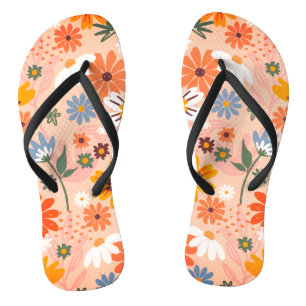 Chinelos Padrão Floral Abstrato Pintado à Mão- 23136