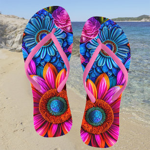 Chinelos Padrão floral no estilo boho