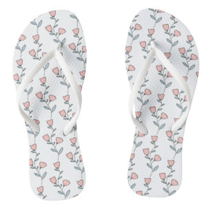Chinelos Padrão Floral Púrpura Rosa-Rosa Blush Boêmico