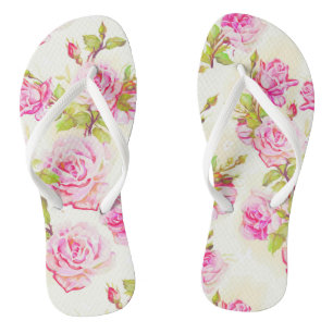 Chinelos Padrão Floral Velho Rosa Rosa Rosa Rosas Rosa Sacu