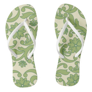 Chinelos Padrão floral verde
