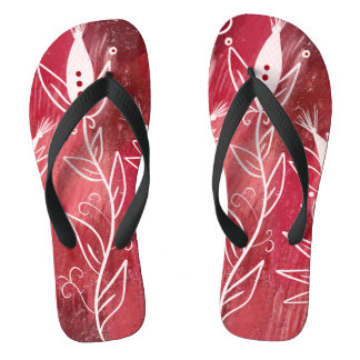 Chinelos Padrão Floral Vermelho