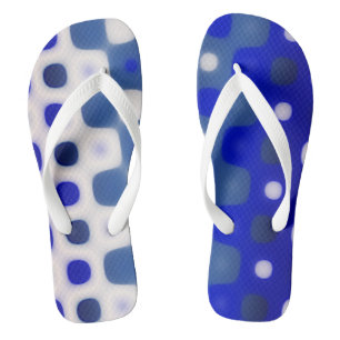 Chinelos Padrão Geométrico Azul e Branco