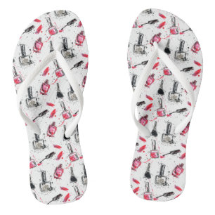 Chinelos Padrão Polonês de Unha de Aquarela