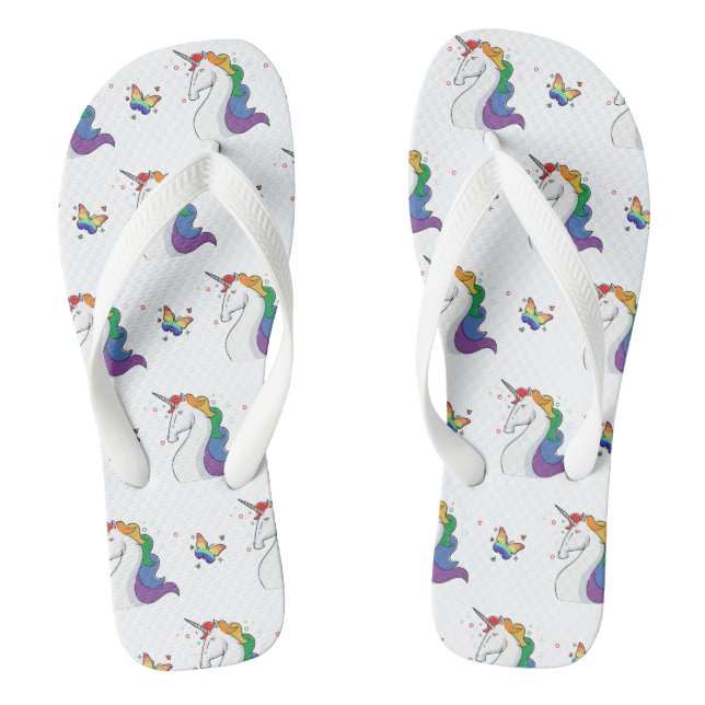 Chinelos Padrão Rainbow Unicorn & Butterfly Legal (Pé da cama)