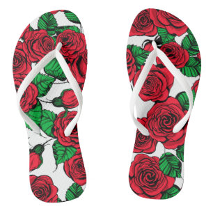 Chinelos padrão Rosa vermelha