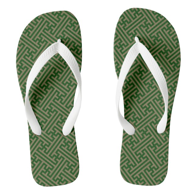 Chinelos Padrão Sayagata, japonês, verde e Dourado (Pé da cama)