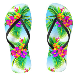 Chinelos Padrão tropical havaiano sem carne