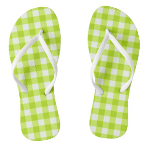 Chinelos Padrão verificado do Verde limão Trendy Gingham