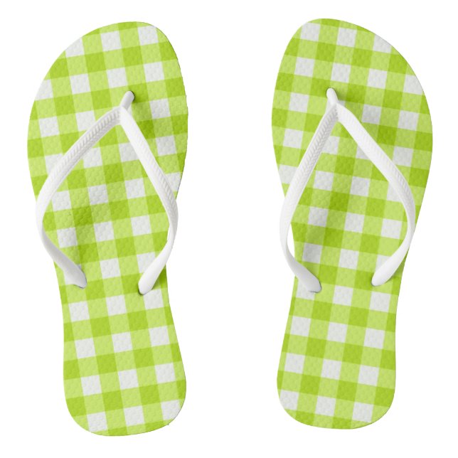 Chinelos Padrão verificado do Verde limão Trendy Gingham (Pé da cama)
