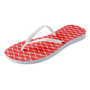 Chinelos padrão vermelho e branco