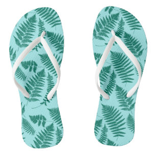 Chinelos Padrão Woodland Fern, Turquesa e Aqua