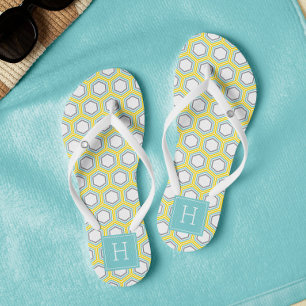 Chinelos Padrões Amarelo Brilhante e Aqua Honeycomb