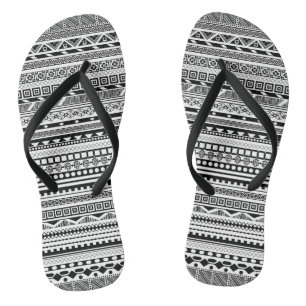Chinelos padrões aztec brancas e brancas, brancas, design