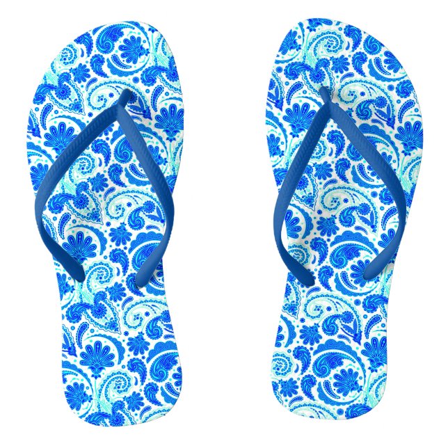 Chinelos Padrões de paisley aqua azul fofo (Pé da cama)