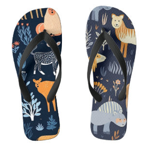Chinelos Padrões de papel digital para animais florestais s